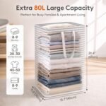 Lifewit 80L Large Laundry Baskets, Laundry Hampers Bags, 2 Pack, Grey - Image 2