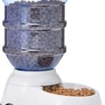 Amazon Basics Gravity Pet Food Feeder for Dogs and Cats, Easy to Clean, Easy to Fill, Removable Lid, 152fl.oz Capacity, Small