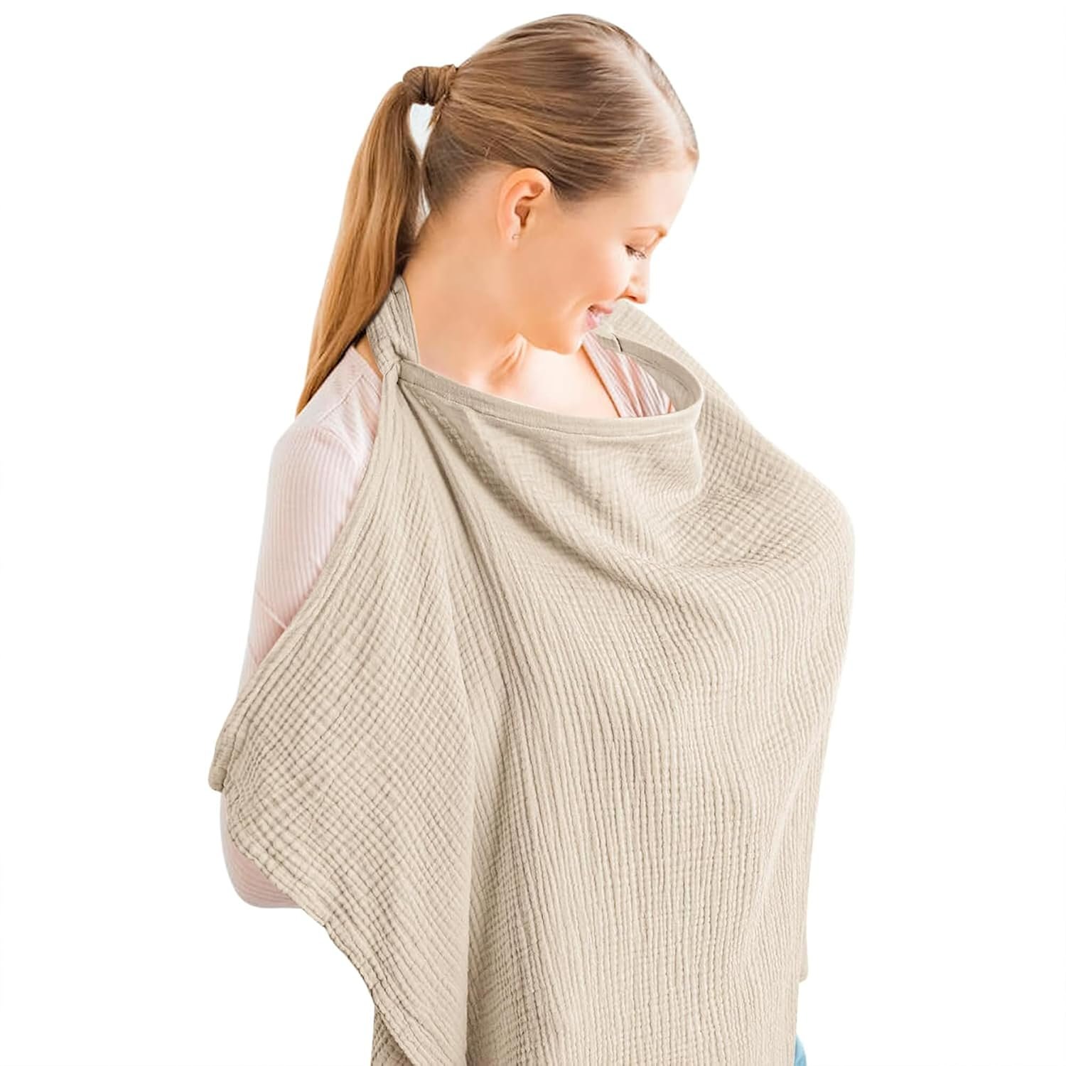 71OeupqtmoL._SL1500_ Konssy Muslin Nursing Cover Up for Breastfeeding with Rigid Hoop - Image 1
