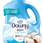 Downy Soft, 2 in 1 Soft and Fresh Liquid Fabric Softener, Cool Cotton, 100 fl oz, 136 Loads, Fabric Conditioner Liquid provides softness and freshness for fabrics