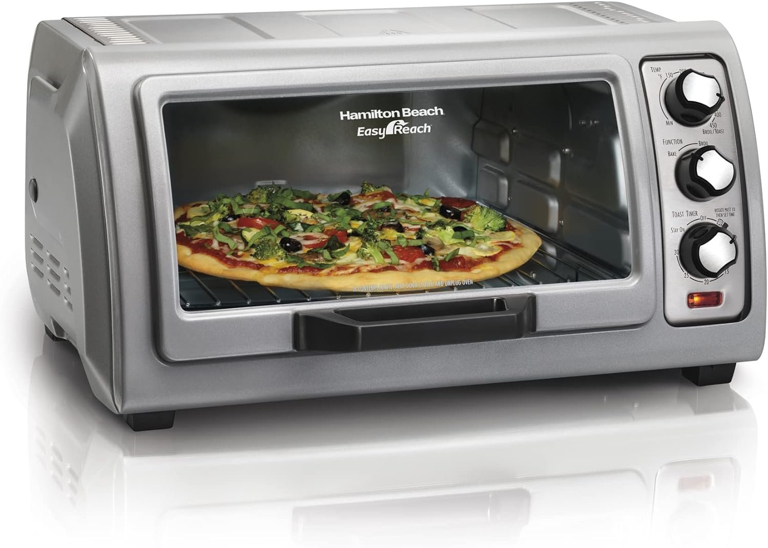 71QCFnpOh1L._AC_SL1500_ Hamilton Beach Easy Reach 6 Slice Countertop Toaster Oven - Image 1