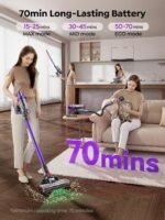 SMOTURE Cordless Vacuum Cleaner, 650W 55KPA 70Mins Vacuum Cleaners for Home, Cordless Stick Vacuum with Pet Brush, LED Touch Screen, Flexible Hose, Wireless Handheld Vacuum for Pet Hair/Carpet/Floor - Image 3