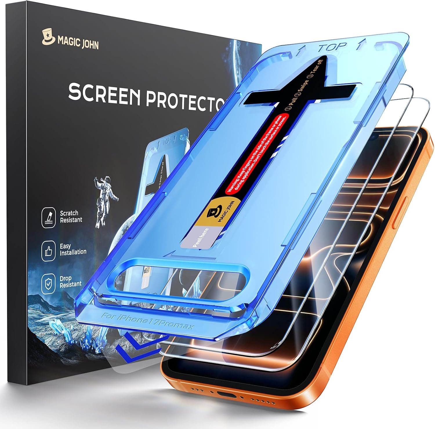 71QZd-W9sCL._AC_SL1500_ MAGIC JOHN for iPhone 17 Pro Max Screen Protector Tempered Glass 6.9 inch - Image 1
