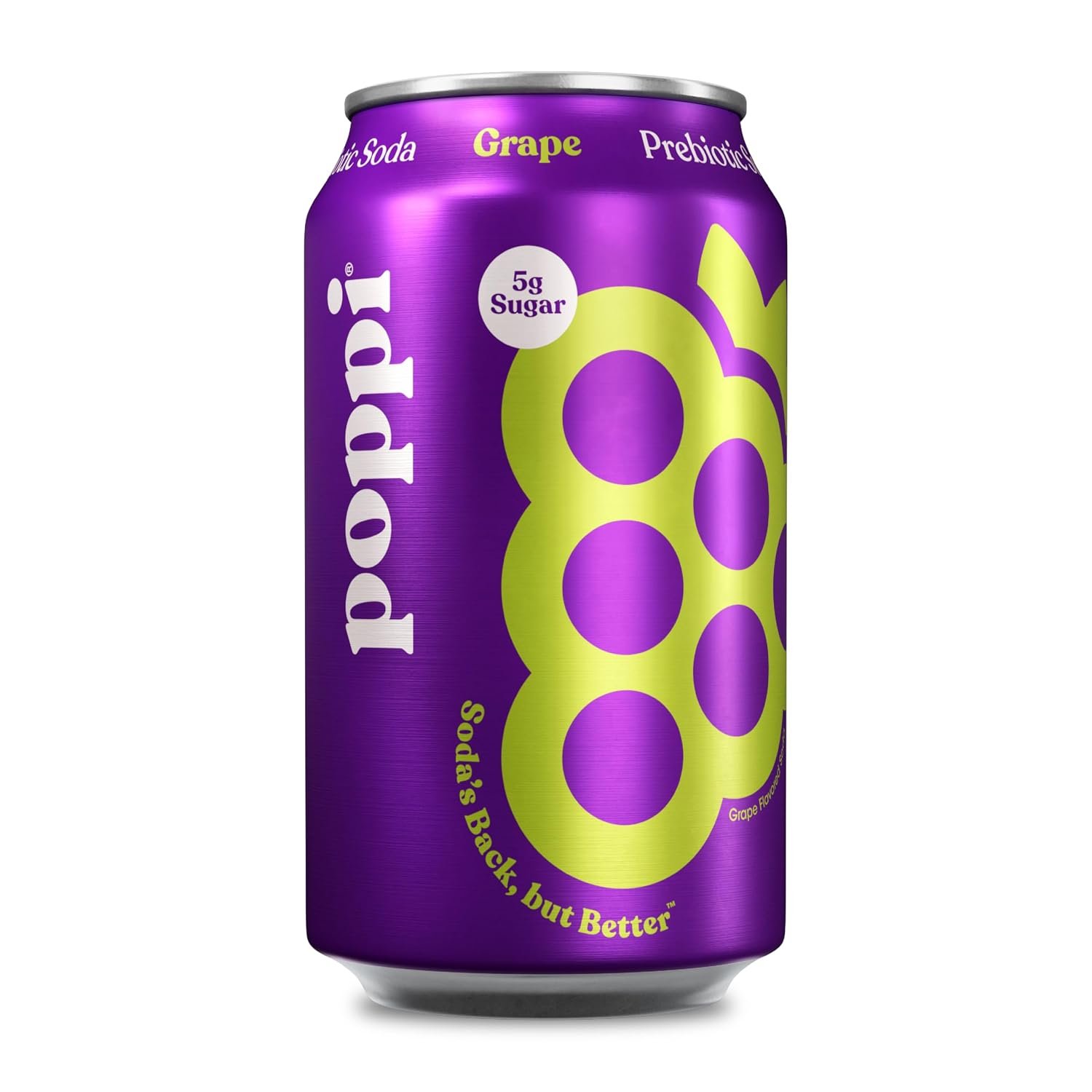 71Rb4J6CnEL._SL1500_ Poppi Sparkling Prebiotic Soda Beverage with Apple Cider Vinegar, Seltzer Water and Fruit Juice, Grape Flavor, 12 Fl Oz, 1 Count, Packaging May Vary - Image 1