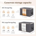 Lifewit 6 Pack Clothes Storage Bins with Lids, Foldable Blanket Storage Bags with Zippers, Clear Window and Reinforced Handles, Closet and Organization for Clothing, Sweater, Comforter, Bedding - Image 2