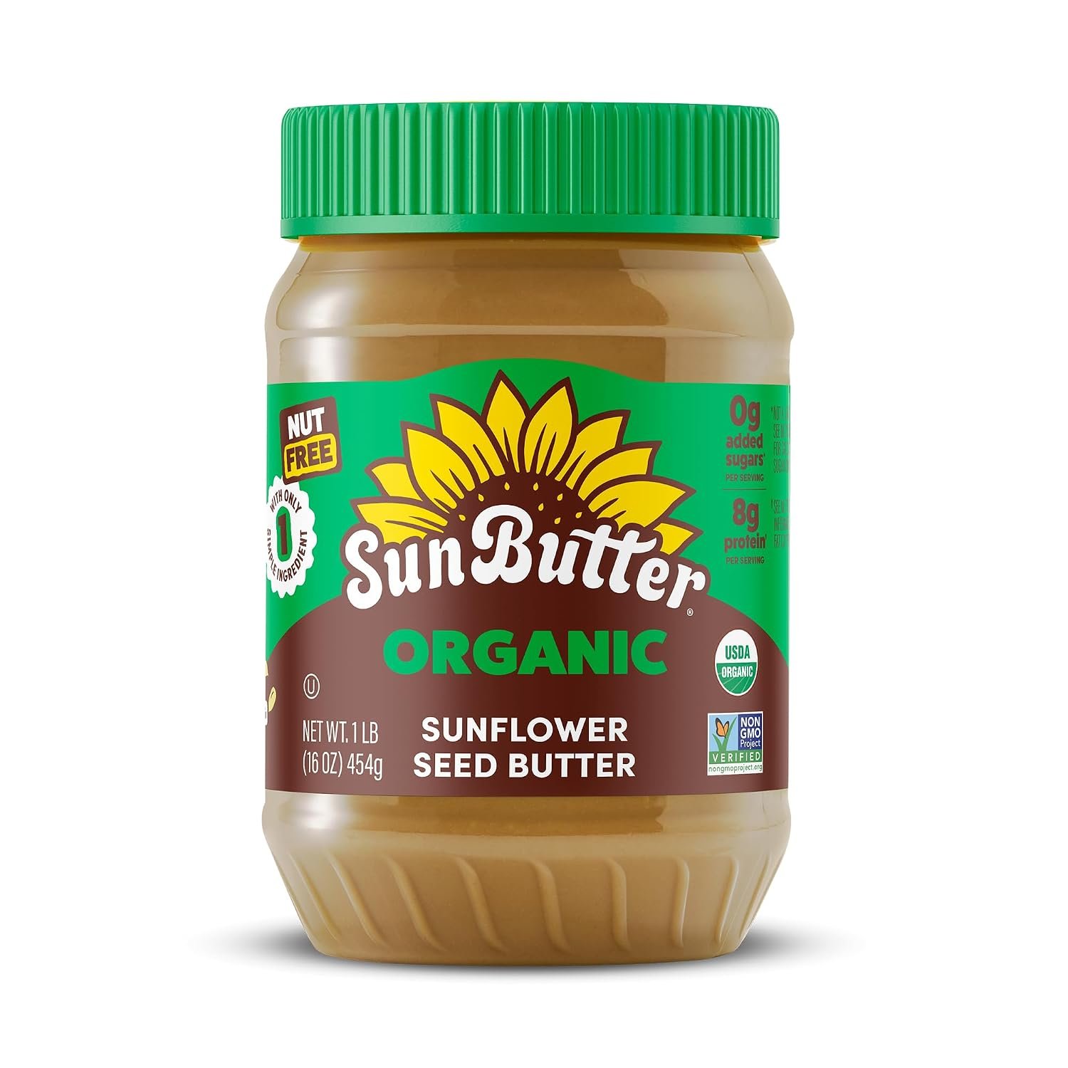 71SRzjavgBL._SL1500_ SunButter Organic Sunflower Seed Butter, 16 oz Nut-Free Spread with 7g Plant-Based Protein, Roasted Rich & Savory Flavor, Smooth Texture | Vegan, Kosher & Non-GMO - Image 1