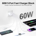 USB C Charger Block, 60W 5-Port Type C Charger Fast Charging Blocks - Image 2