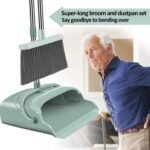 Upgrade Broom and Dustpan Set, Large Size and with Long Handle, Upright,Ideal for Indoor Outdoor Garage Kitchen Room Office Lobby Use (Green) - Image 4