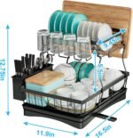 7 code 2-Tier Large Dish Drying Rack for Kitchen Counter, Black - Image 3