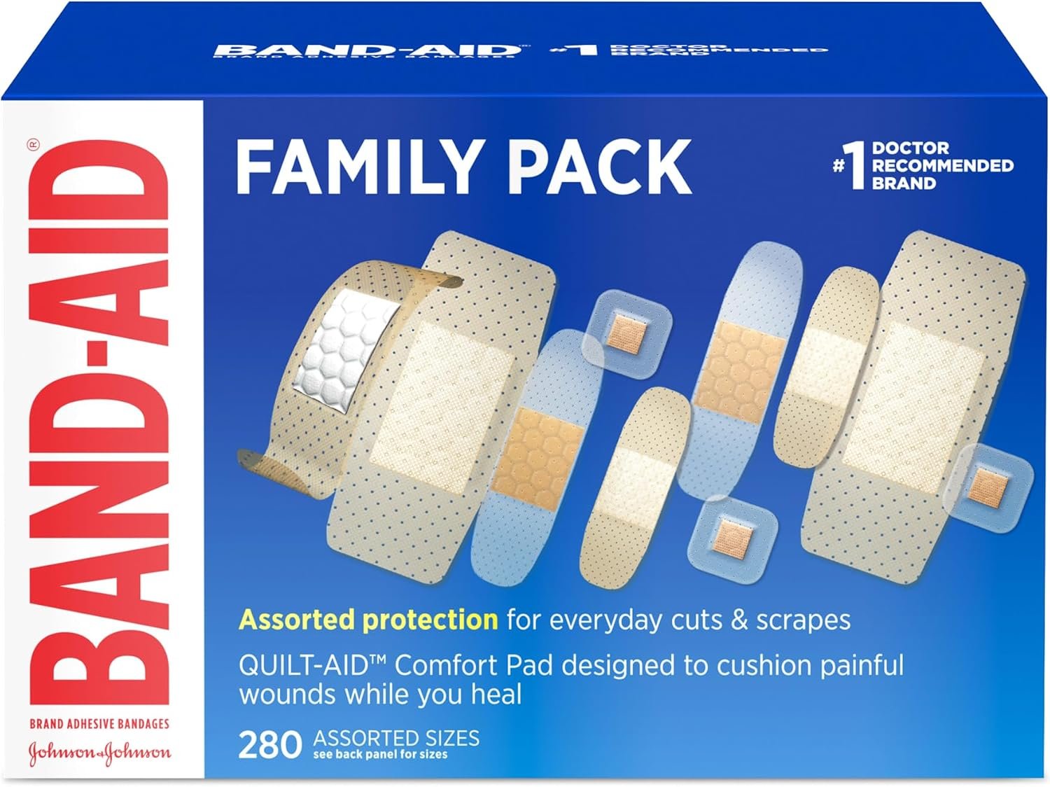 71WLIIDKMWL._AC_SL1500_ BAND-AID Brand Adhesive Bandages Family Pack, Assorted Sizes, 280 Count - Image 1