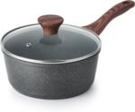 SENSARTE Nonstick Saucepan with Lid, 1.5 Quarts Small Pot with Swiss Granite Coating, Stay-cool Handle, Multipurpose Handy Sauce Pot Small Kitchen Cooking Pot, Induction Comptable, PFOA Free