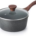 SENSARTE Nonstick Saucepan with Lid, 1.5 Quarts Small Pot with Swiss Granite Coating, Stay-cool Handle, Multipurpose Handy Sauce Pot Small Kitchen Cooking Pot, Induction Comptable, PFOA Free