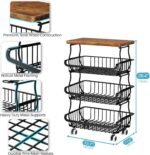 4 Tier Vegetable Fruit Basket for Kitchen, Stackable Metal Fruit and Vegetable Storage Baskets with Rolling Wheels Cart, Fruteros Para Cocina Potato and Onion Bin Pantry Kitchen Island Cart Counter - Image 2