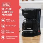 BLACK+DECKER 12-Cup Coffee Maker with Easy On/Off Switch, Easy Pour, Non-Drip Carafe with Removable Filter Basket, Vortex Technology, Black - Image 2