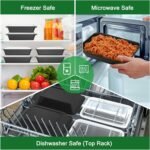 50 Pack (100-Piece) 32 oz Meal Prep Containers with Easy Open Lids, Black - Image 5