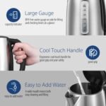 COMFEE' Stainless Steel Electric Kettle, 1.7 Liter Tea Kettle Electric & Hot Water Kettle, 1500W Fast Boil with LED Light, Auto Shut-Off and Boil-Dry Protection - Image 4