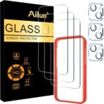 Ailun Screen Protector + Camera Lens Protector for iPhone 15, 3+3 Pack