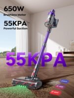 SMOTURE Cordless Vacuum Cleaner, 650W 55KPA 70Mins Vacuum Cleaners for Home, Cordless Stick Vacuum with Pet Brush, LED Touch Screen, Flexible Hose, Wireless Handheld Vacuum for Pet Hair/Carpet/Floor - Image 2