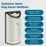 Honey-Can-Do Stainless Steel Plastic Bag Saver & Trash Bag Dispenser, Wall-Mounted Plastic Bag Organizer for Kitchen, Pantry, Garage, Durable Stainless Steel Storage for Grocery Bags and Space-Saving - Image 3