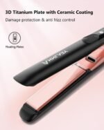 Annlary Hair Straightener 1 Inch Flat Iron and Curler 2 in 1 Titanium Ceramic Ionic Dual Voltage Straightener with Heat-Resistant Silicone, for Less Frizz, Shinier & Smoother - Image 4