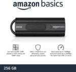 Amazon Basics 256 GB Ultra Fast USB 3.1 Flash Drive, High Capacity External Storage for Photos Videos, Retractable Design, 130MB/s Transfer Speed, Black - Image 2