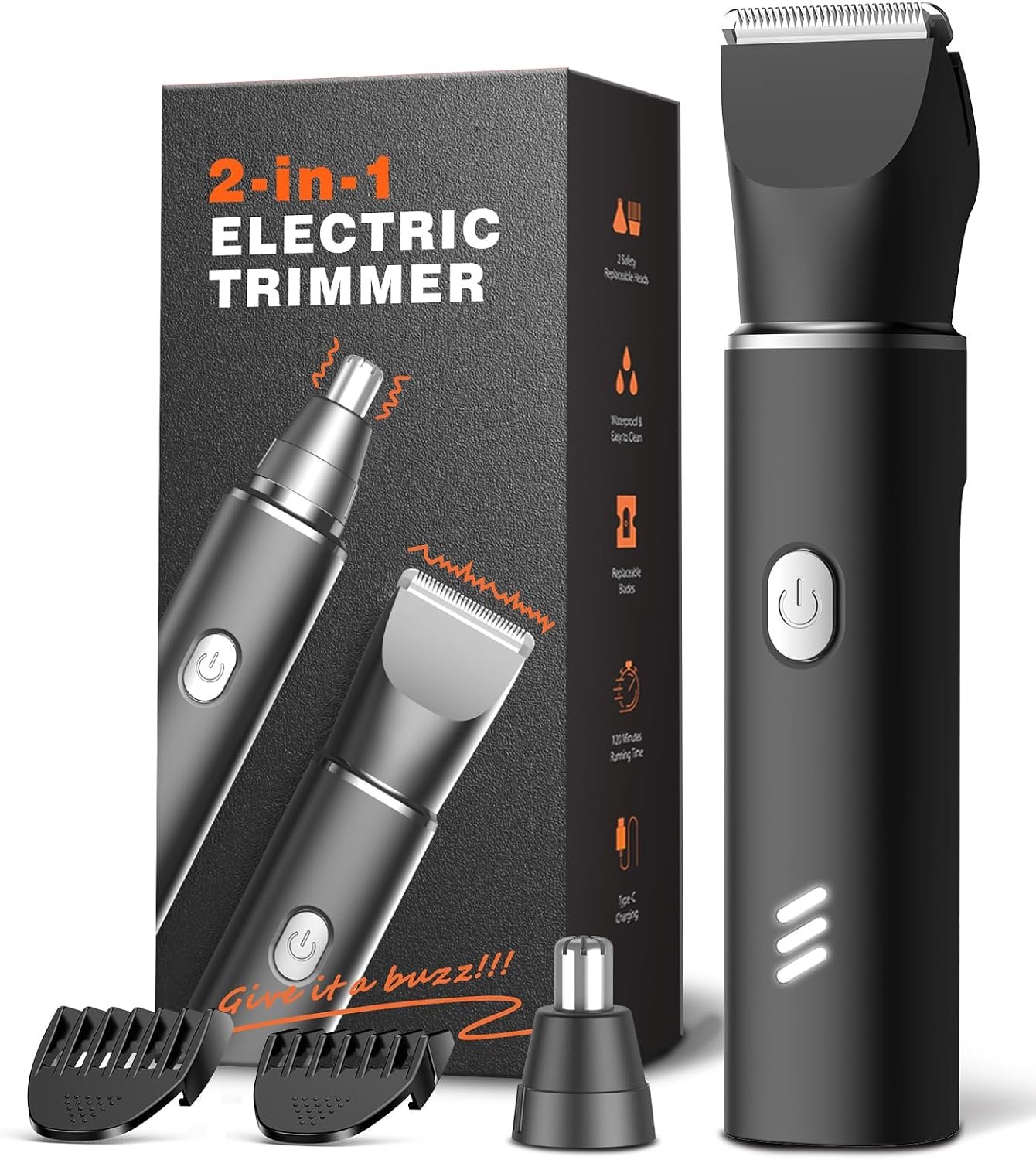 71bObCG89NL._AC_SL1500_ Manscape Body Hair Trimmer for Men, Waterproof Groin Trimmer, Electric Razor Ball Shaver for Chest Pubic Leg Arm Underarm Back Nose, Rechargeable Wet/Dry Groomer, Black - Image 1