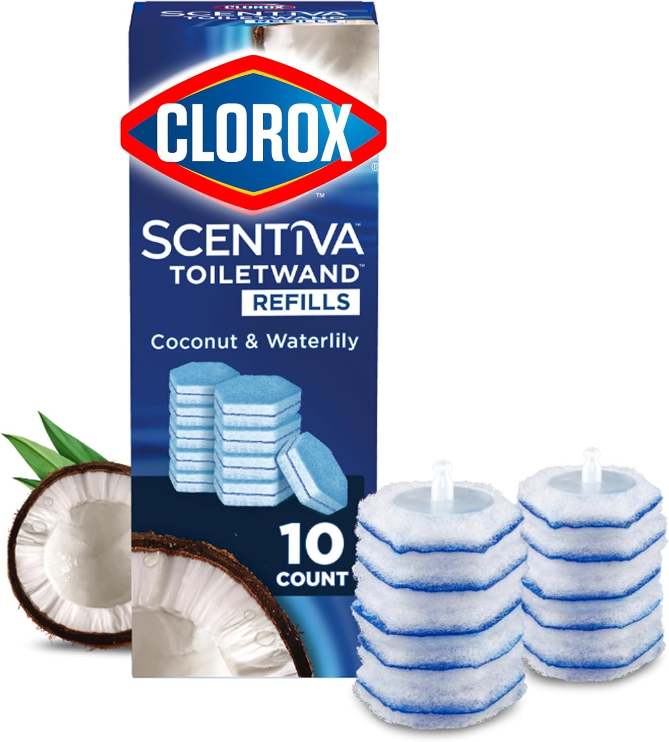 71eTm8WthAL._AC_SL1500_ Clorox Scentiva ToiletWand Refills, Coconut and Waterlily, 10 Count - Image 1