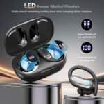Wireless Earbuds Bluetooth Headphones, 54H Playtime Stereo Over Ear Buds with ENC Noise Cancelling, LED Power Display, IPX7 Waterproof Sport Earphones with Earhooks for Running/Workouts (Black) - Image 4