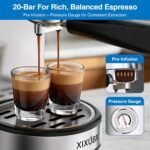 XIXUBX 20 Bar Espresso Machine with Milk Frother, Touchscreen, Silver - Image 2