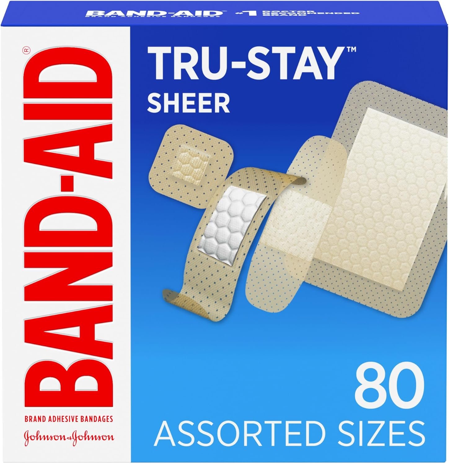 71hvKqIxbL._AC_SL1500_ BAND-AID Brand Tru-Stay Sheer Adhesive Bandages, Assorted Sizes, 80 Count - Image 1