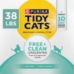 Purina Tidy Cats Free and Clean Unscented Clumping Cat Litter, 38 lb Box
