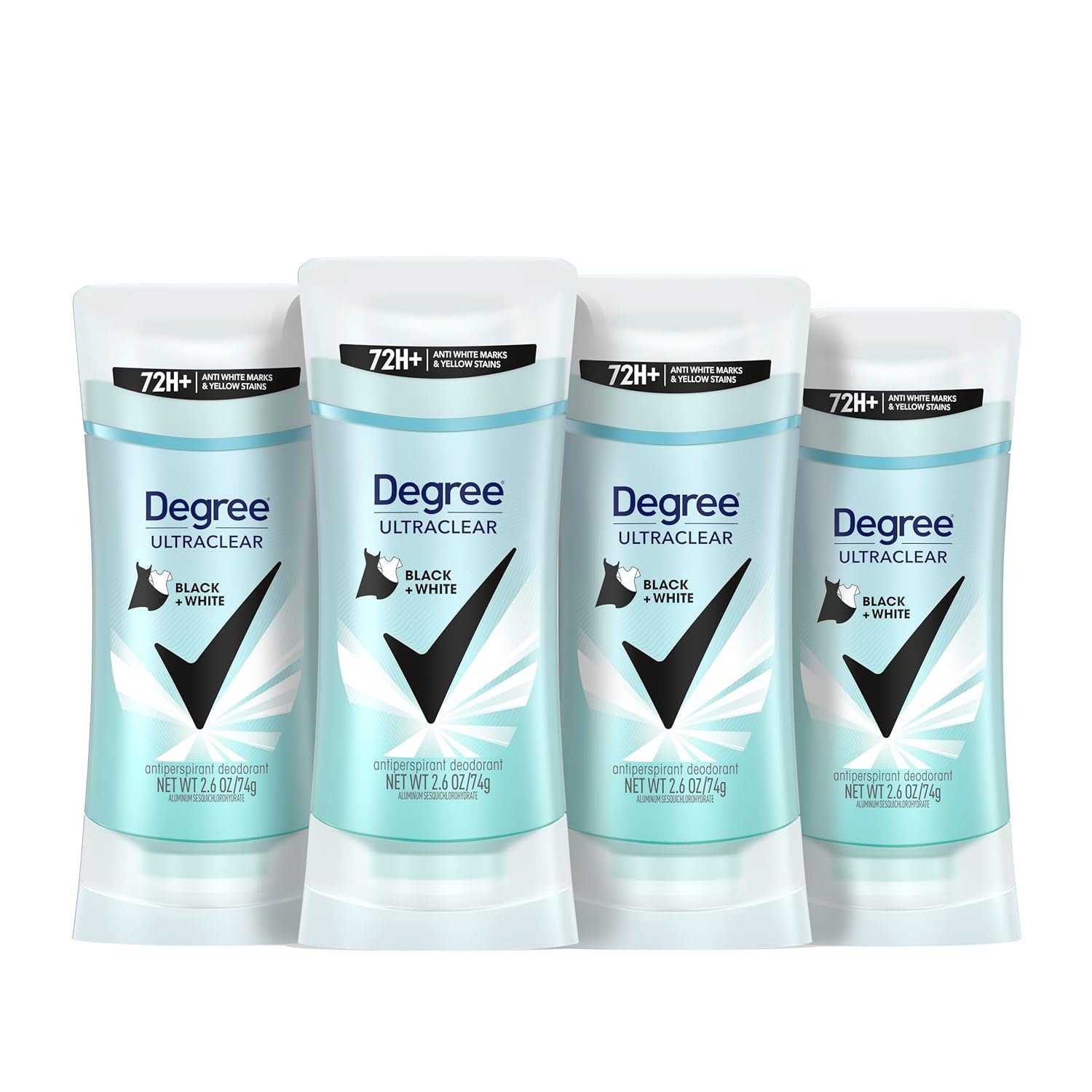 71jDriQ0NL._SL1500_ Degree Women's Black+White 4 Count Antiperspirant Balm 2.6 oz - Protects from Deodorant Stains, Fresh Scent, 48H Non-Stop Protection - Image 1