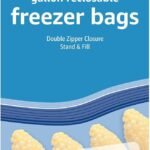 Amazon Basics Reclosable Freezer Gallon Size Bags with Double Zipper Seal, Stand-Up Bottom, BPA Free, 90 Count (Previously Solimo)