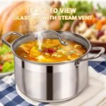 Kirecoo 8 Quart Stainless Steel Induction Stock Pot with Visible Lid - Image 4