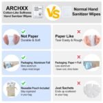 ARCHXX Cotton-Like Softness Hand Sanitizer Wipes, 100 Count, Antibacterial Hand Wipes Individually Wrapped, 70% Alcohol, Travel Size, Sanitizing for Home, Office & Outdoor, Aloe Vera Scent - Image 4