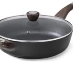 SENSARTE Nonstick Frying Pan Skillet with Lid, 12 Inch Large Deep Frying Pan, 5 Qt Non Stick Saute Pan with Cover, Induction Pan, Healthy Non Toxic Cooking Pan with Helper Handle, PFOA PFOS Free