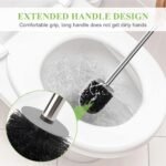 AONEZ Compact Toilet Brush & Holder, Stainless Steel Handle, Space Saving for Storage, Deep Cleaning, Drip-Proof, Easy to Assemble, Nylon Bristles, White & Grey - Image 5