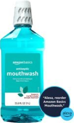 Amazon Basics Antiseptic Mouthwash, Blue Mint, Fights Bad Breath, Plaque and Gingivitis, 1 Liter, 33.8 Fl Oz, 1-Pack (Previously Solimo) - Image 3