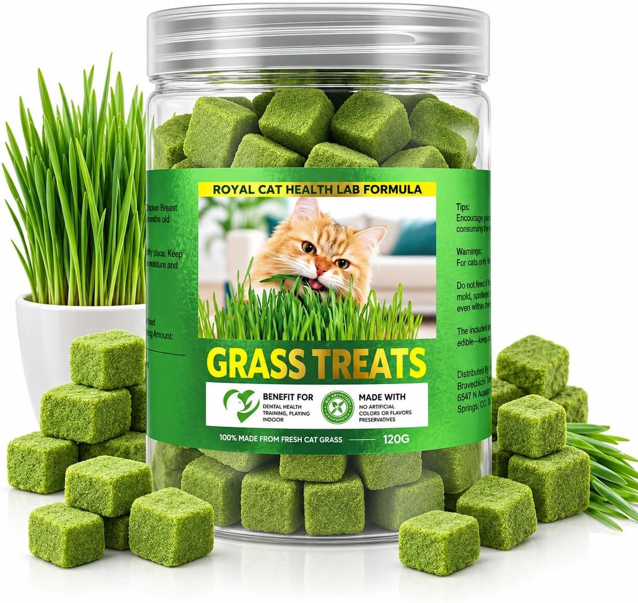 71pQBGPxhZL._AC_SL1254_ AiRunTech Cat Grass Treats, Cat Grass for Indoor Cats, 120g - Image 1