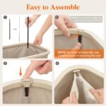 Lifewit 105L Large Laundry Hamper with Lid, Removable Inner Bag, Beige - Image 2
