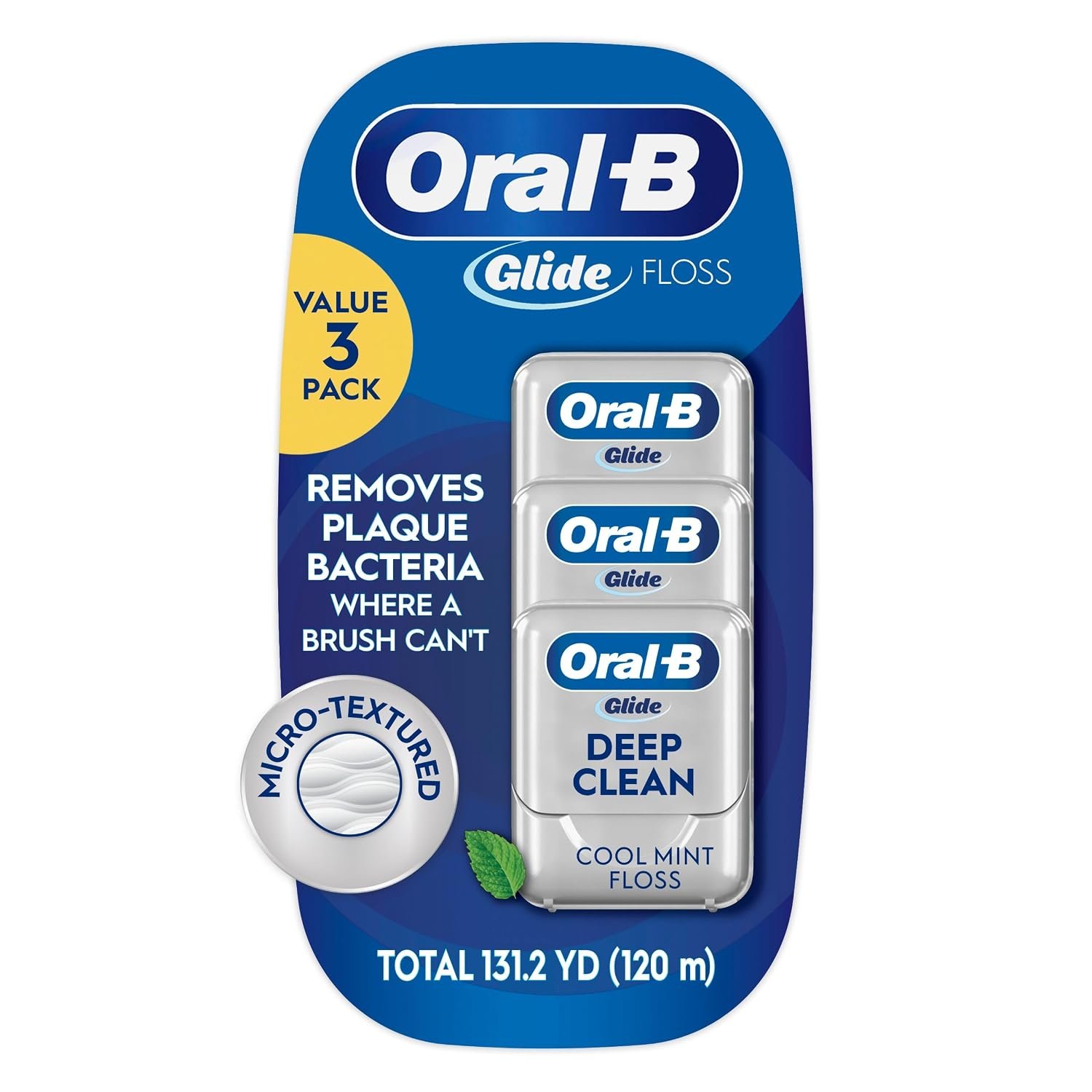 71q-FnlUgAL._SL1500_ Oral-B Glide Deep Clean Cool Mint Dental Floss, Value 3 Pack (40m Each) - Image 1