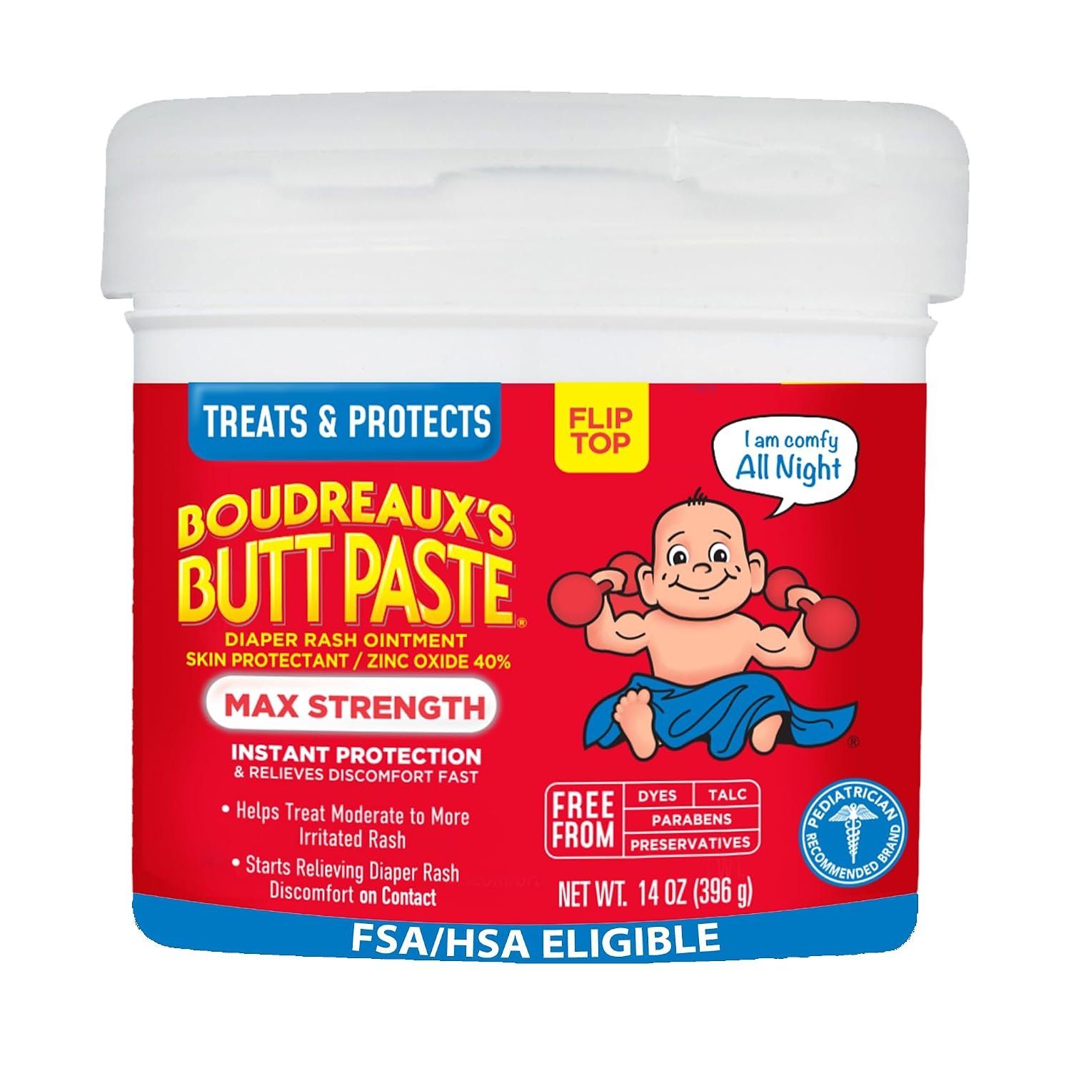71q3CwPpgL._SL1500_ Boudreaux’s Butt Paste Maximum Strength Diaper Rash Cream, 14 Oz Jar - Image 1