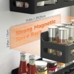 Sevenblue 4-Pack Magnetic Spice Rack for Refrigerator with Hooks, Black - Image 2