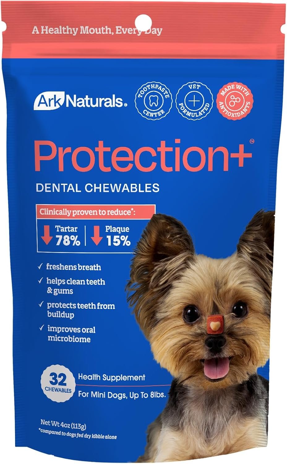 71qcSlPwM8L._AC_SL1500_ Ark Naturals Protection+ Brushless Dog Dental Treats - Mini Breeds (32 ct) - Image 1