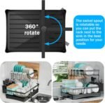 7 code 2-Tier Large Dish Drying Rack for Kitchen Counter, Black - Image 2