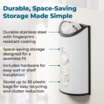 Honey-Can-Do Stainless Steel Plastic Bag Saver & Trash Bag Dispenser, Wall-Mounted Plastic Bag Organizer for Kitchen, Pantry, Garage, Durable Stainless Steel Storage for Grocery Bags and Space-Saving - Image 4
