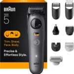 Braun Series 5 All-in-One Beard & Body Grooming Kit for Men, Cordless Trimmer, Hair Clippers & Shaver for Face, Hair & Body with Smooth Shave Head, AIO 5510