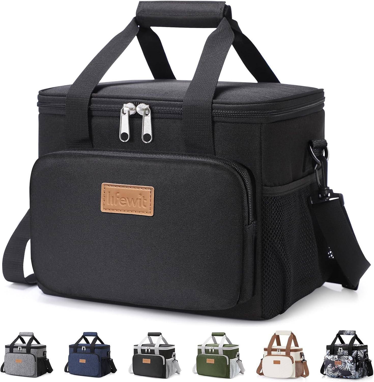 71tf1kD9PBL._AC_SL1500_ Lifewit Medium Lunch Bag, Insulated Lunch Box, Soft Cooler Cooling Tote for Adult Men Women, Black 12-Can (9L) - Image 1