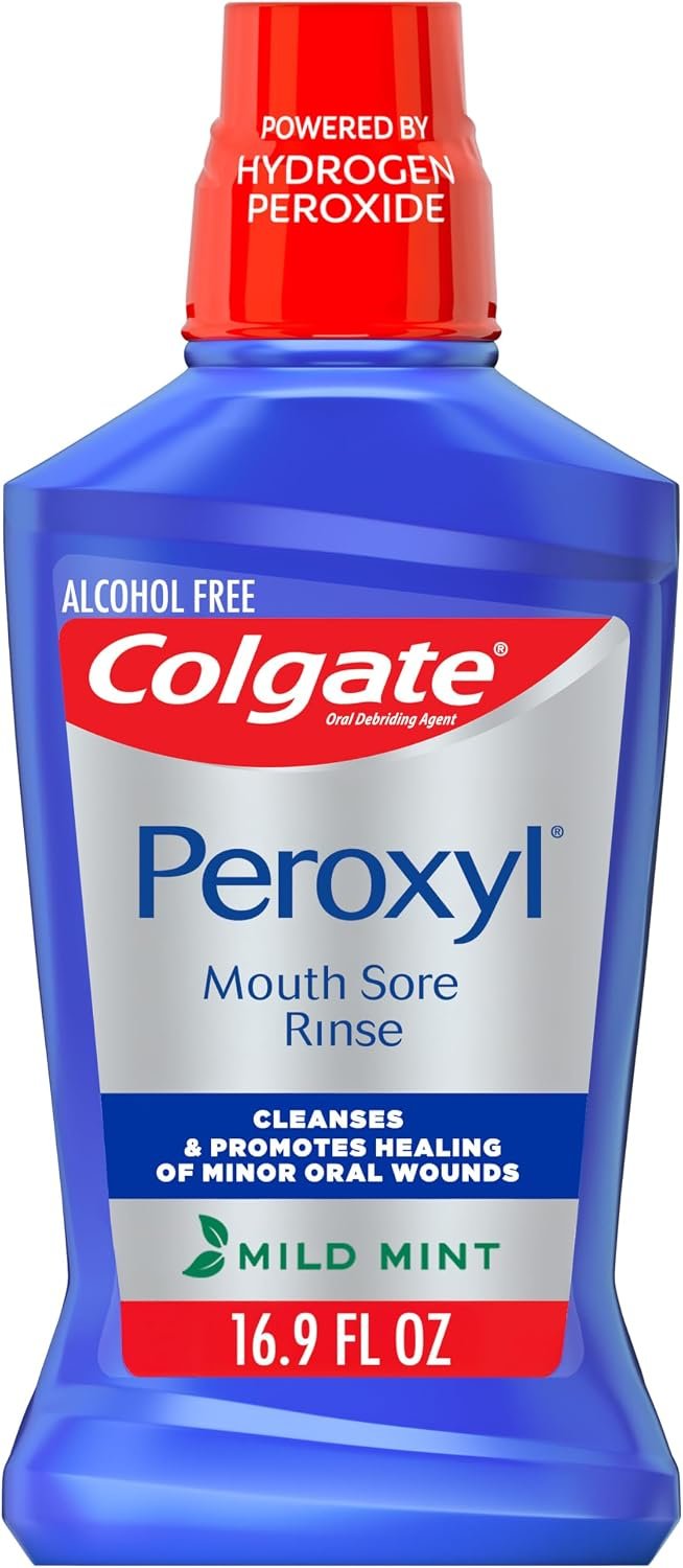 71vJuP82gRL._AC_SL1500_ Colgate Peroxyl Antiseptic Mouth Sore Rinse, Alcohol Free, Mint, 16.9 fl oz - Image 1