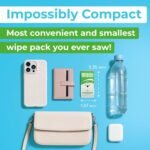 Impossibly Compact Travel Antibacterial Wipes Hand Sanitizer - 99% Water and Aloe - Safe for Sensitive Skin, Hand Wipes - Travel Essentials For Adults & Kids, 10 Pack Total 60 Wipes - Image 2